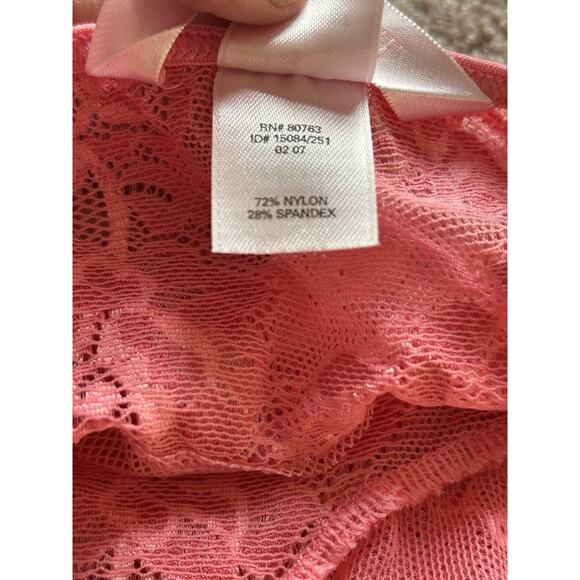 Vintage Victoria’s Secret Teddy XS bubblegum Pink Sheer Lace Babydoll Lingerie - Picture 7 of 7